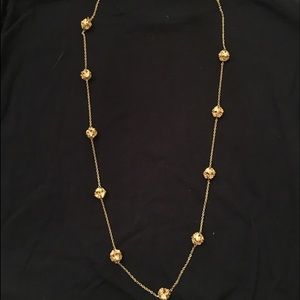 Talbots long gold ball necklace